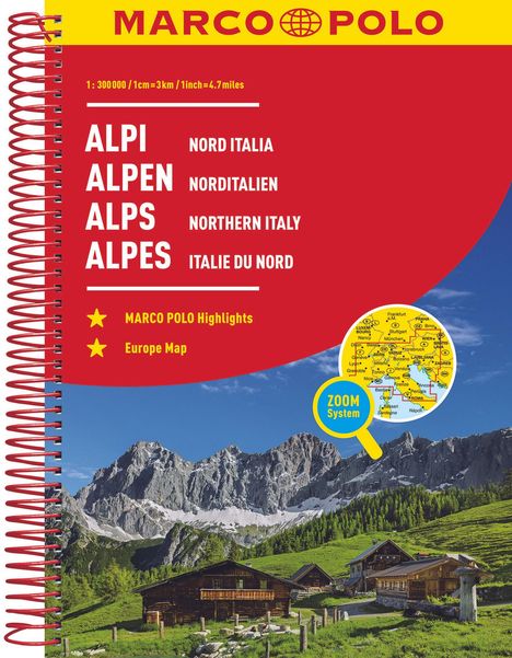 MARCO POLO ReiseAtlas Alpen, Norditalien 1:300 000, Buch