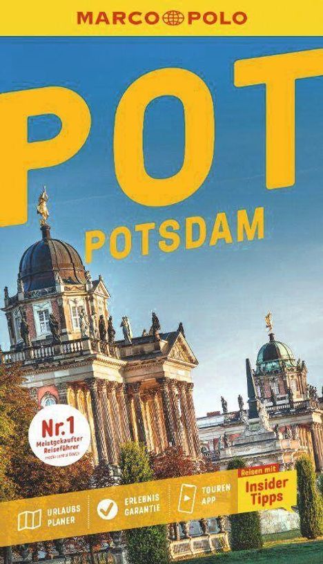 Text: "POT POTSDAM", "Nr. 1 meistgekaufter Reiseführer", "Urlaubsplaner", "Erlebnisgarantie", "Touren App", "Insider Tipps". Historische Gebäude im Hintergrund.