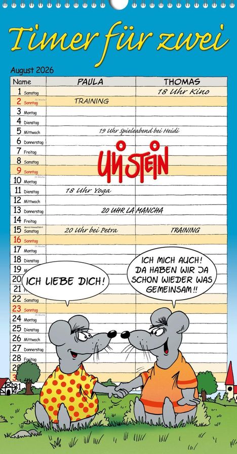 Uli Stein: Uli Stein Timer für zwei 2026: Monatskalender für die Wand, Kalender