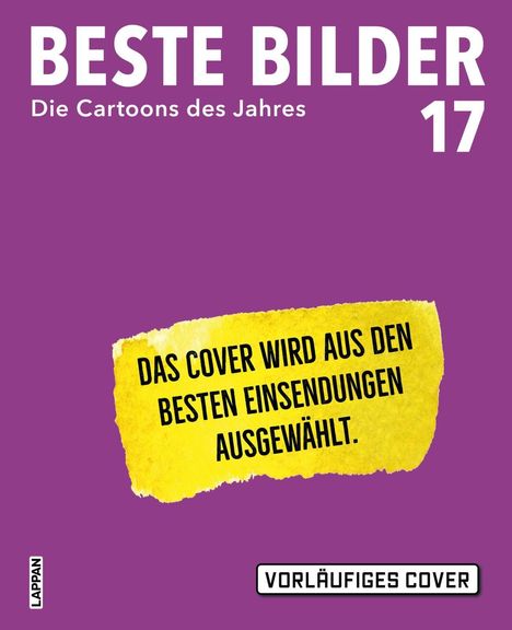 "Das Cover wird aus den besten Einsendungen ausgewählt." Lila Hintergrund mit großem weißen Text: "Beste Bilder 17".