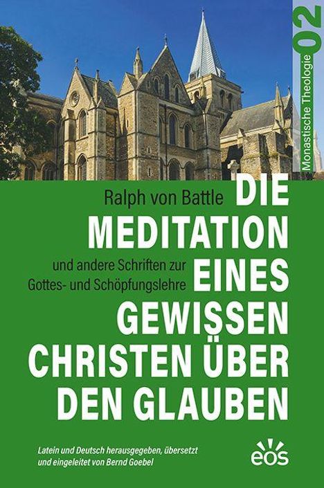 „Die Meditation eines gewissen Christen über den Glauben“ von Ralph von Battle. Hintergrund zeigt Kirche.