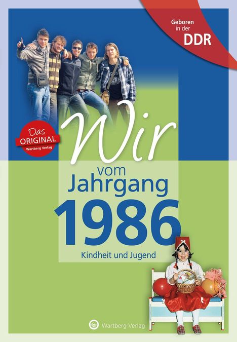 Geboren in der DDR, Wir vom Jahrgang 1986, Kindheit und Jugend. Oben eine Gruppe junger Männer, unten ein Kind in Tracht.