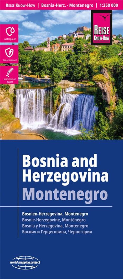 Reise Know-How Verlag Peter Rump: Reise Know-How Landkarte Bosnien-Herzegowina, Montenegro / Bosnia and Herzegovina, Montenegro (1:350.000), Karten