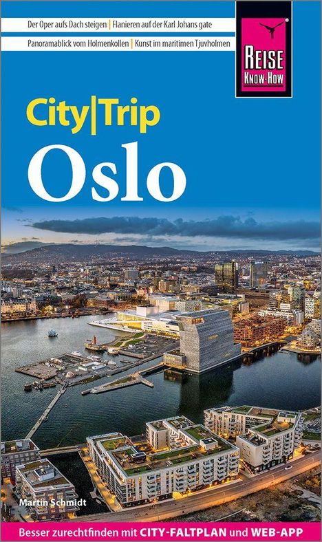 "City|Trip Oslo" steht in großen Buchstaben. Darunter ein Hafenpanorama bei Sonnenuntergang.