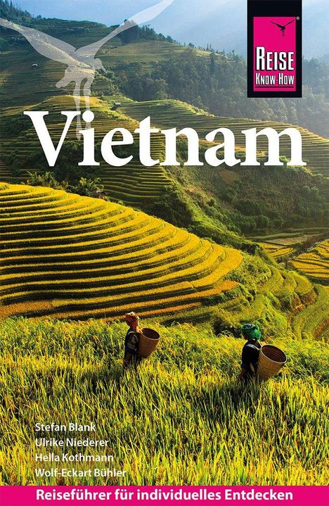 "Vietnam", "Reiseführer für individuelles Entdecken". Zwei Personen mit Körben in Reisfeldern.