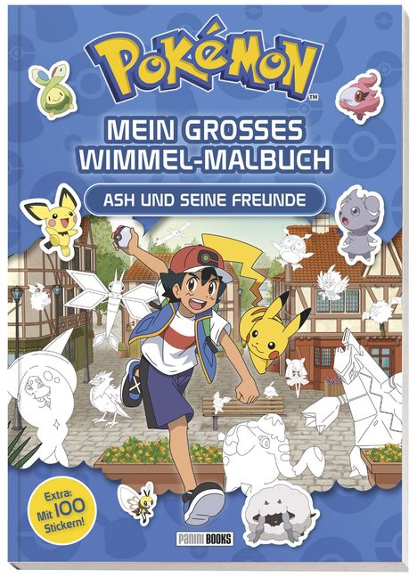 Pokémon: Mein großes Wimmel-Malbuch - Ash und seine Freunde, Buch