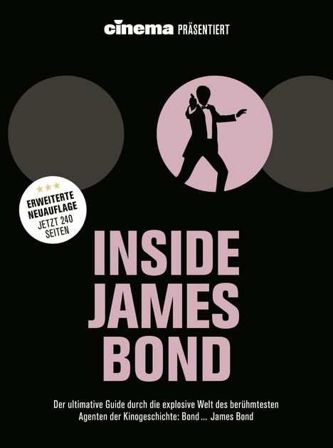 „cinema präsentiert“ oben, „INSIDE JAMES BOND“ in der Mitte. Silhouette von James Bond mit Pistole.