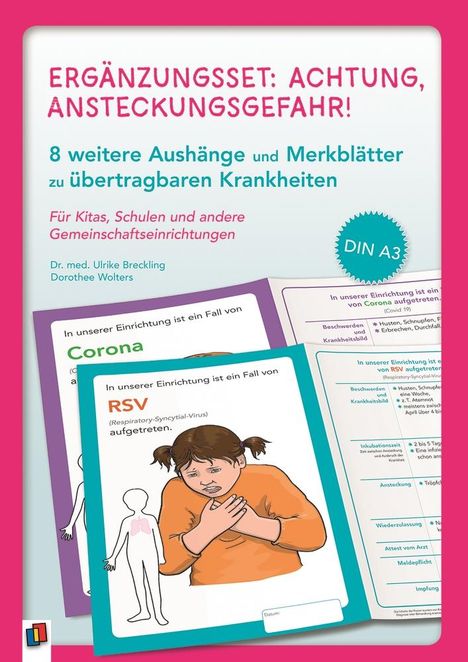 Ulrike Breckling: Ergänzungsset: Achtung, Ansteckungsgefahr! - 8 weitere Aushänge und Merkblätter zu übertragbaren Krankheiten, Diverse