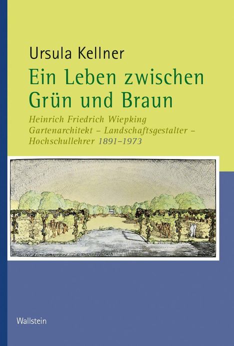 Buchtitel zeigt: "Ursula Kellner, Ein Leben zwischen Grün und Braun..." darunter eine Illustration von Bäumen und Weg.