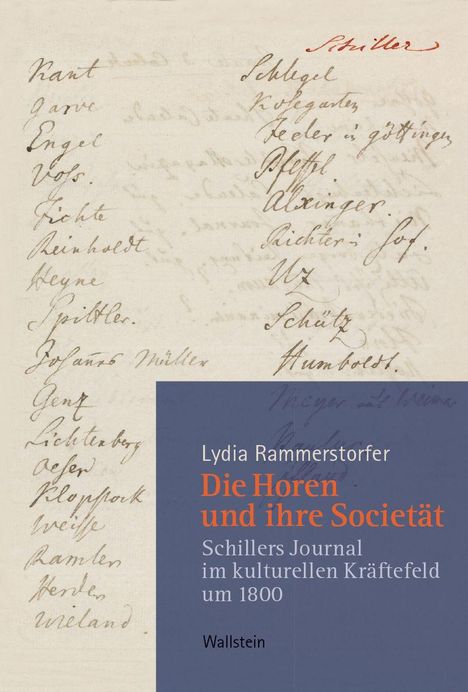 „Lydia Rammerstorfer: Die Horen und ihre Societät“, daneben handschriftliche Namen, darunter „Wallstein“.