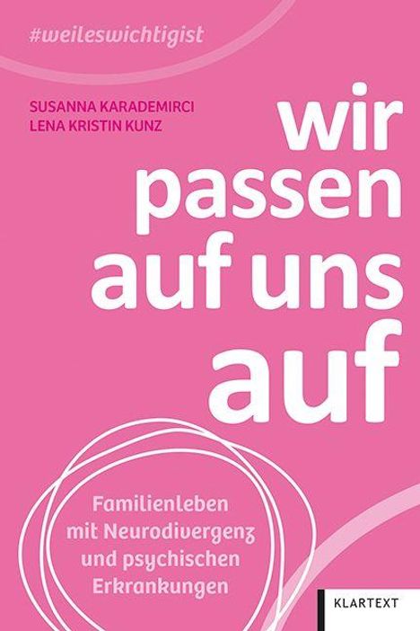 Buchtitel: "wir passen auf uns auf". Autoren: Susanna Karademirci, Lena Kristin Kunz. Thema: Familienleben mit Neurodivergenz.