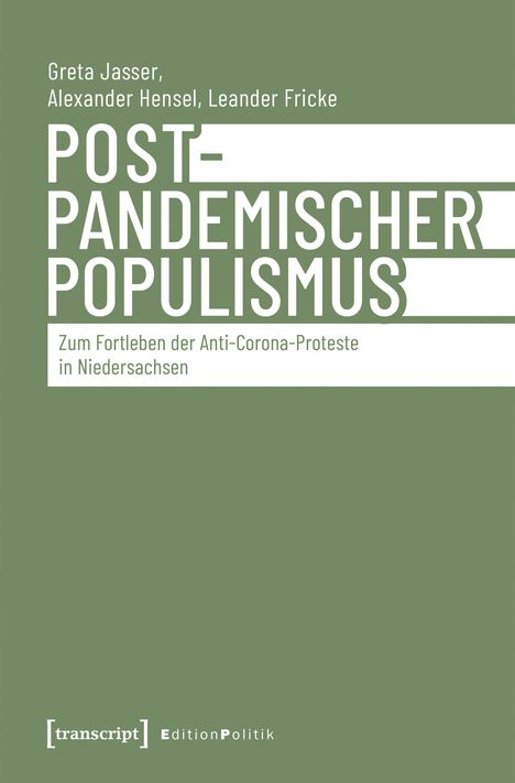 Titel: "Post-pandemischer Populismus". Untertitel: "Zum Fortleben der Anti-Corona-Proteste in Niedersachsen". Grüner Hintergrund.