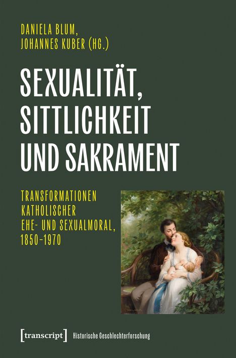 Titel: Sexualität, Sittlichkeit und Sakrament. Illustration: Ein Paar sitzend in einem grünen Garten.