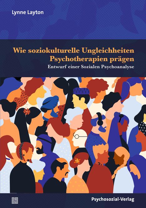 Titel: „Wie soziokulturelle Ungleichheiten Psychotherapien prägen“. Illustration: Vielfältige Köpfe in bunten Farben.