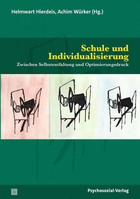 Titel: "Schule und Individualisierung". Drei abstrakte Illustrationen von lesenden Figuren an einem Tisch.