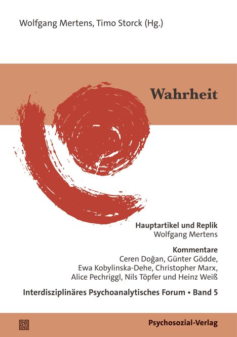 Titel: Wahrheit. Herausgeber: Wolfgang Mertens, Timo Storck. Thema: Psychoanalyse. Rotes Pinselkreissymbol.