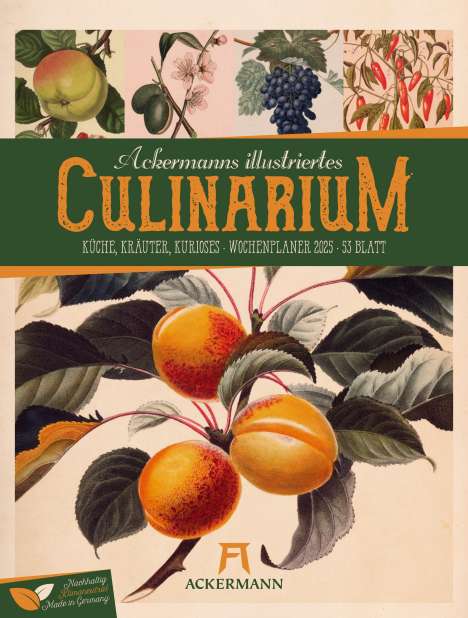 Ackermann Kunstverlag: Culinarium - Küche, Kräuter, Kurioses - Vintage Wochenplaner Kalender 2025, Kalender
