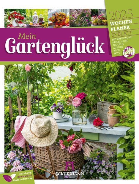 Ackermann Kunstverlag: Gartenglück - Wochenplaner Kalender 2025, Kalender
