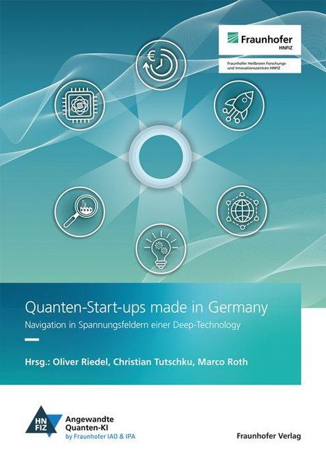 „Quanten-Start-ups made in Germany. Navigation in Spannungsfeldern einer Deep-Technology.“ Oben rechts das Fraunhofer-Logo.