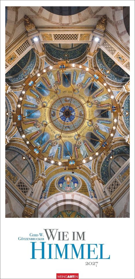 "Wie im Himmel 2027" steht unter einer reich verzierten, goldenen Kuppel mit Engelsdarstellungen und kunstvollen Mosaiken.
