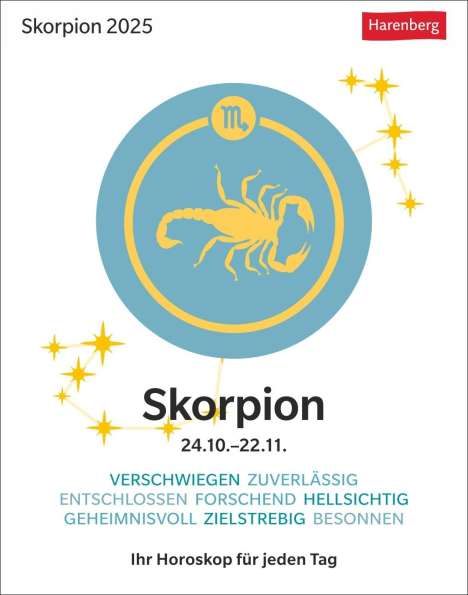 Robert Satorius: Skorpion Sternzeichenkalender 2025 - Tagesabreißkalender - Ihr Horoskop für jeden Tag, Kalender