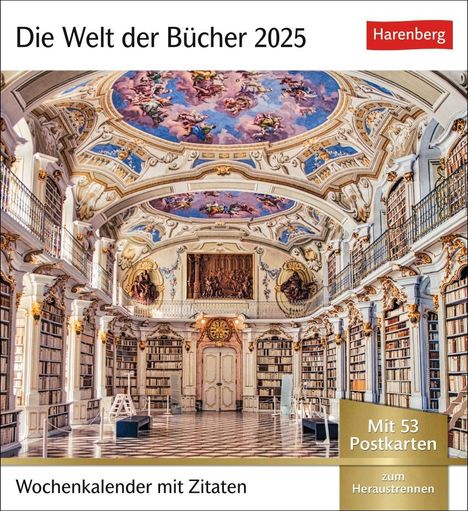 Die Welt der Bücher Postkartenkalender 2025 - Wochenkalender mit 53 Literaturpostkarten, Kalender