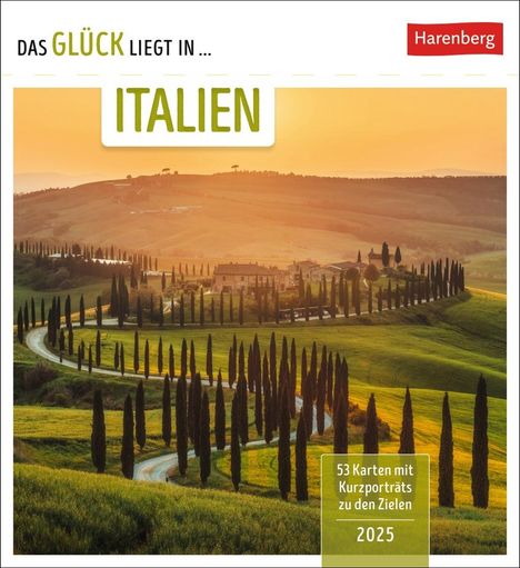 Martina Schnober-Sen: Das Glück liegt in Italien Postkartenkalender 2025 - Wochenkalender mit 53 Postkarten, 53 besondere Orte entdecken, Kalender