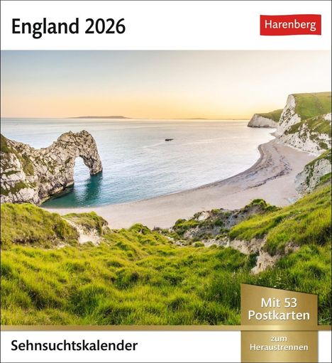 England Sehnsuchtskalender 2026 - Wochenkalender mit 53 Postkarten, Kalender