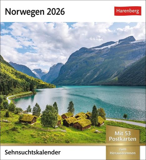 Norwegen Sehnsuchtskalender 2026 - Wochenkalender mit 53 Postkarten, Kalender