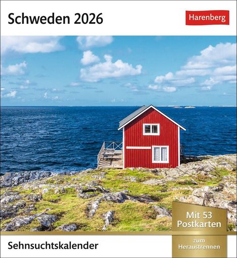 Schweden Sehnsuchtskalender 2026 - Wochenkalender mit 53 Postkarten, Kalender