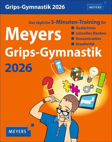 Philip Kiefer: Meyers Grips-Gymnastik Tagesabreißkalender 2026 - Das tägliche 5-Minuten-Training für Gedächtnis, schnelles Denken, Konzentration, Kreativität, Kalender