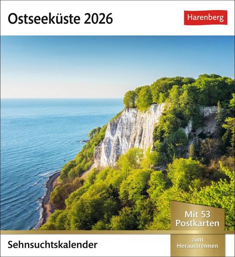 Ostseeküste Sehnsuchtskalender 2026 - Wochenkalender mit 53 Postkarten, Kalender