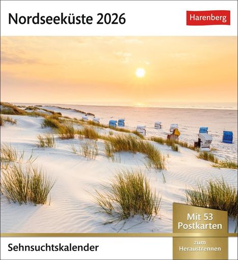 Nordseeküste Sehnsuchtskalender 2026 - Wochenkalender mit 53 Postkarten, Kalender