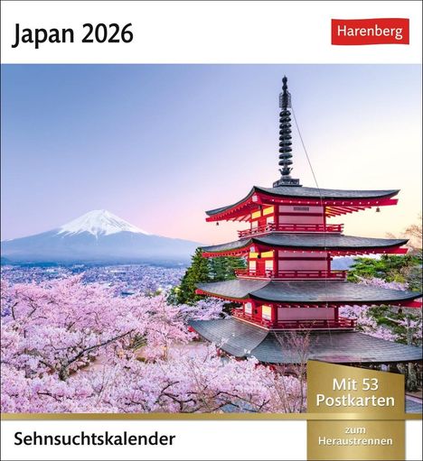 Japan Sehnsuchtskalender 2026 - Wochenkalender mit 53 Postkarten, Kalender