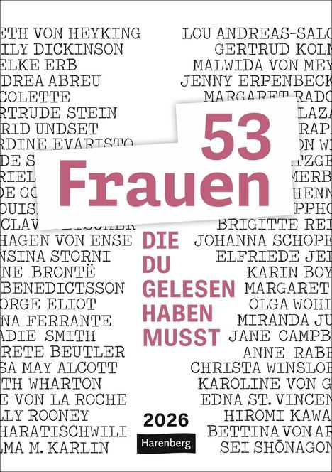 Susanne Nadolny: 53 Frauen, die du gelesen haben musst Wochen-Kulturkalender 2026, Kalender