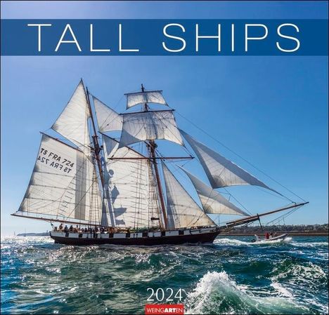 Tall Ships Kalender 2024. Großartige Fotos majestätischer Segelschiffe in einem großen Wandkalender. Das Querformat bringt die Windjammer in diesem großen Kalender perfekt zur Geltung., Kalender