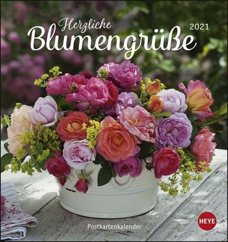 Herzliche Blumengrüße 2021. Postkartenkalender, Kalender