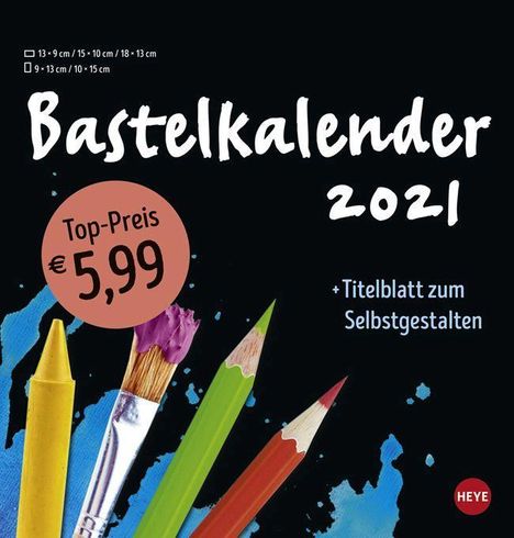 Bastelkalender 2021 mittel schwarz, Kalender