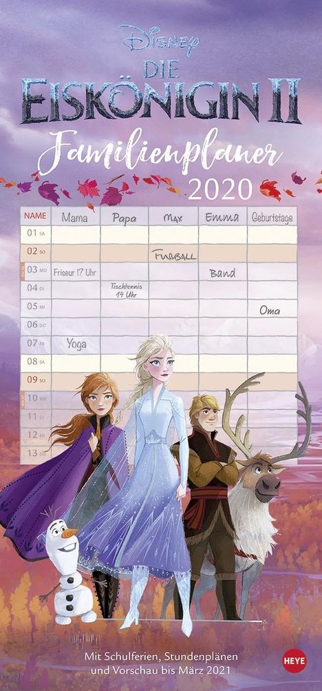 Eiskönigin Familienplaner 2021, Kalender