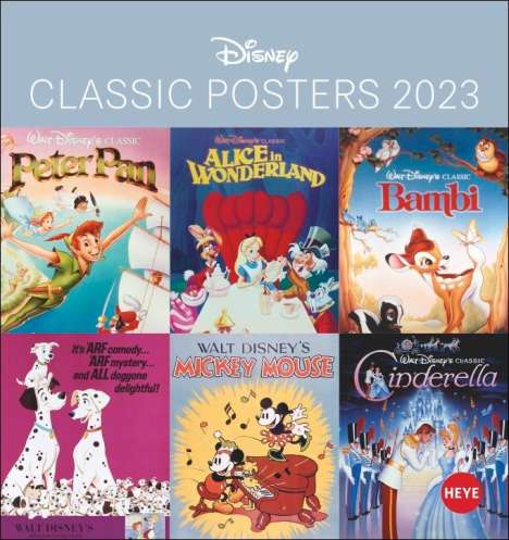 Disney Classic Filmplakate Postkartenkalender 2023, Kalender