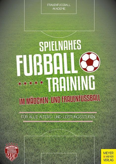 Titel: Spielnahes Fußballtraining im Mädchen- und Frauenfußball. Hintergrund: Fußballfeld, Logo unten links.