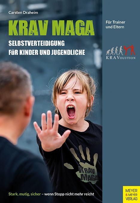Titel: "KRAV MAGA - Selbstverteidigung für Kinder und Jugendliche". Mädchen in Verteidigungsposition.