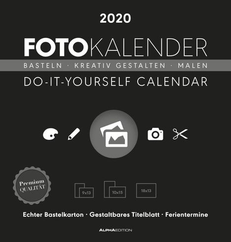 Foto-Bastelkalender 2020 schwarz datiert, Diverse