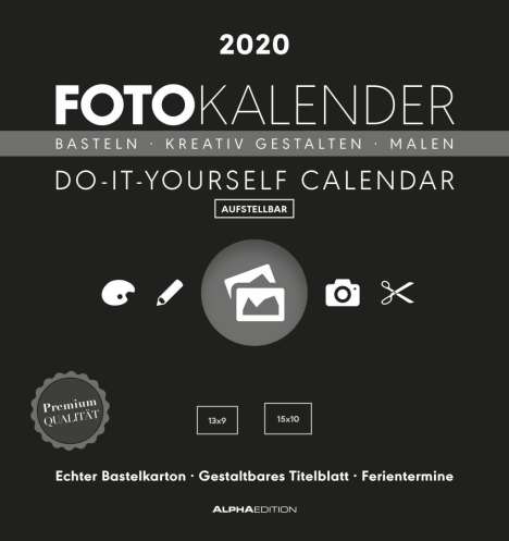 Foto-Bastelkalender 2020 datiert, schwarz, Diverse