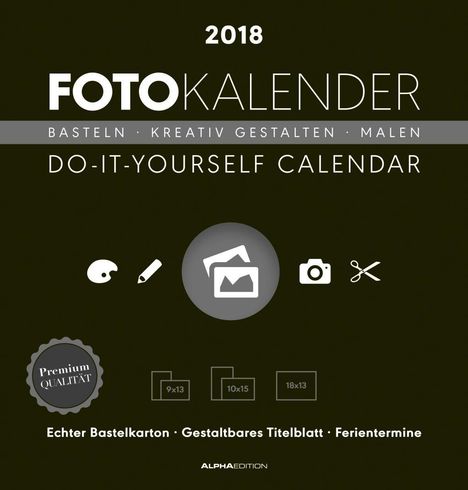 Foto-Bastelkalender 2018 schwarz datiert, Diverse