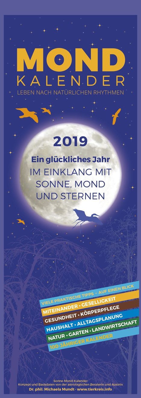 Michaela Mundt: Mondkalender 2019 - Streifenkalender, Diverse