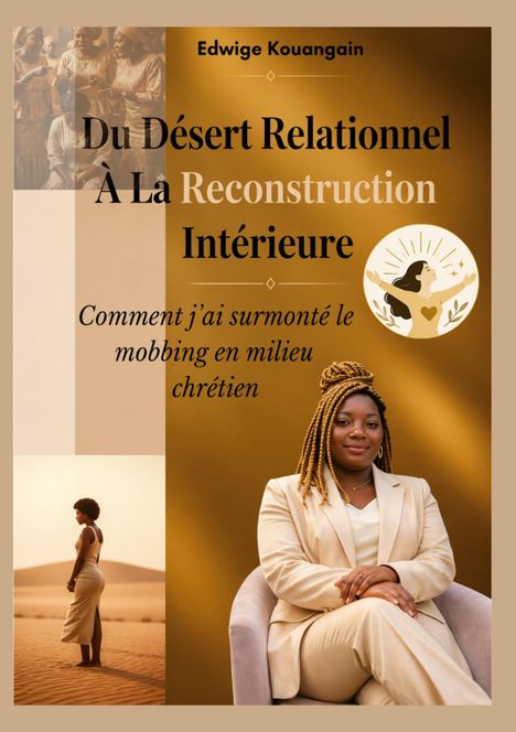Buchtitel: "Du Désert Relationnel À La Reconstruction Intérieure." Eine Frau im Anzug blickt selbstbewusst in die Kamera.
