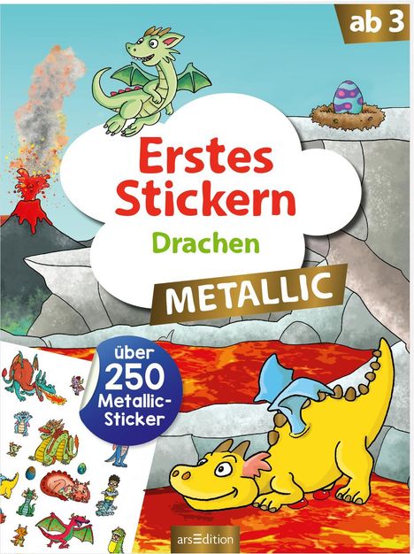 Erstes Stickern Metallic - Drachen, Buch