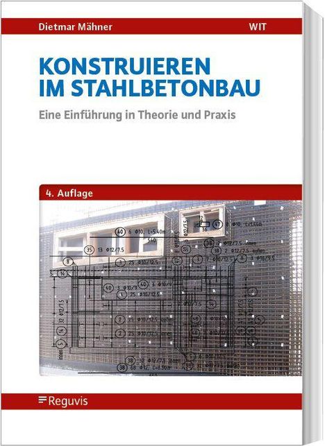 "KONSTRUIEREN IM STAHLBETONBAU" steht in blauer Schrift. Darunter: "Eine Einführung in Theorie und Praxis". Ein Bauplan abgebildet.