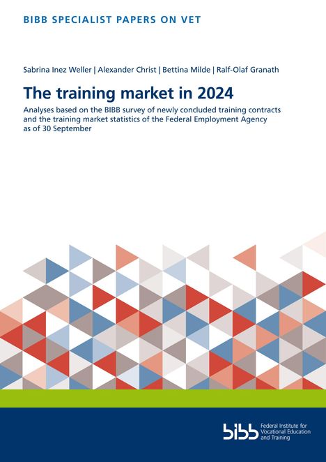 "The training market in 2024" oben, bunte Dreiecke unten, BIBB Logo rechts unten.